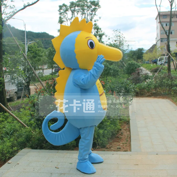 Seahorse Hippocampus Mascot Costume Ocean Animal Cartoom Costumes Halloween Fancy Dress Christmas Cosplay for Party Event |