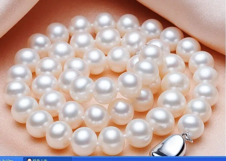

huge 18" 11-12mm Natural freshwater white Pearl necklace 925silver