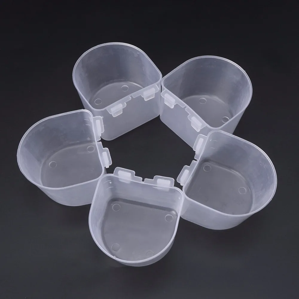 5pcs Plastic Parrot Bird Feeder Hamster Flat Bottom Feeding Cup Hanging Water Drinking Food Bowl Tools Bird Supplies