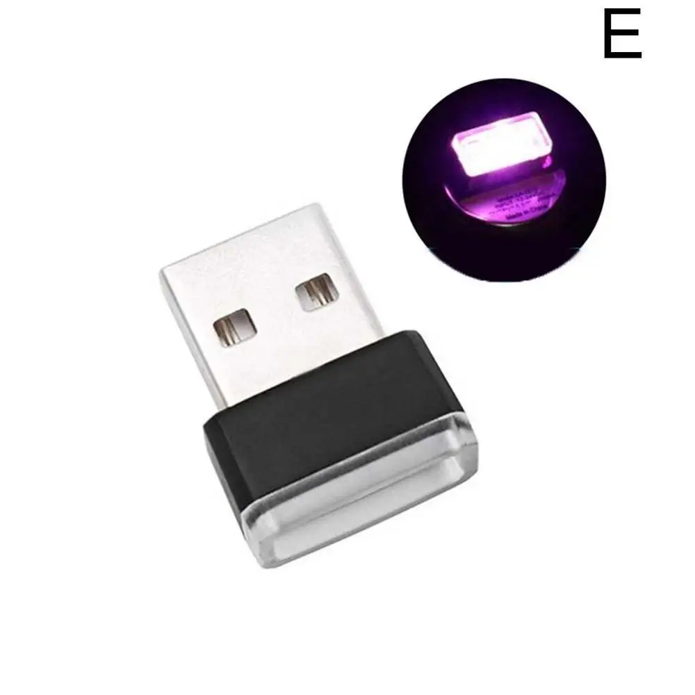 2 шт. мини-светодиод машины свет авто интерьер USB атмосферный свет Plug and Play Декор лампа Аварийное освещение ПК автомобильные аксессуары - Испускаемый цвет: Фиолетовый