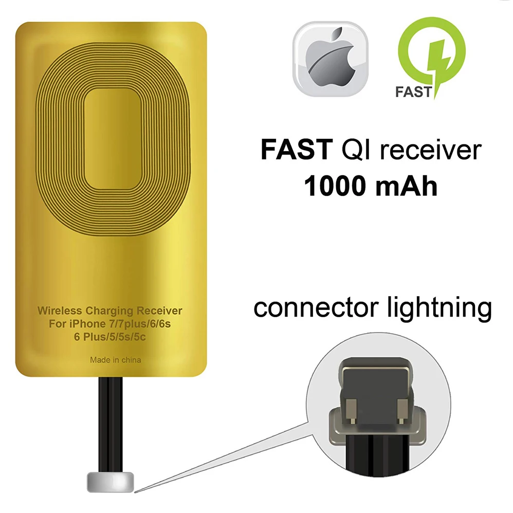 

QI Receiver For IPhone 5 5C 5S SE 6 6Plus 6S 6SPlus 7 7Plus IPhone Wireless receiver Charging Receiver Wireless charging Adapter
