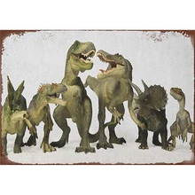 Динозавр потертый шик, металлический плакат, декоративный винтажный металлический оловянный знак, животные, домашний магазин, антикварные художественные плакаты, тарелка, Настенный декор