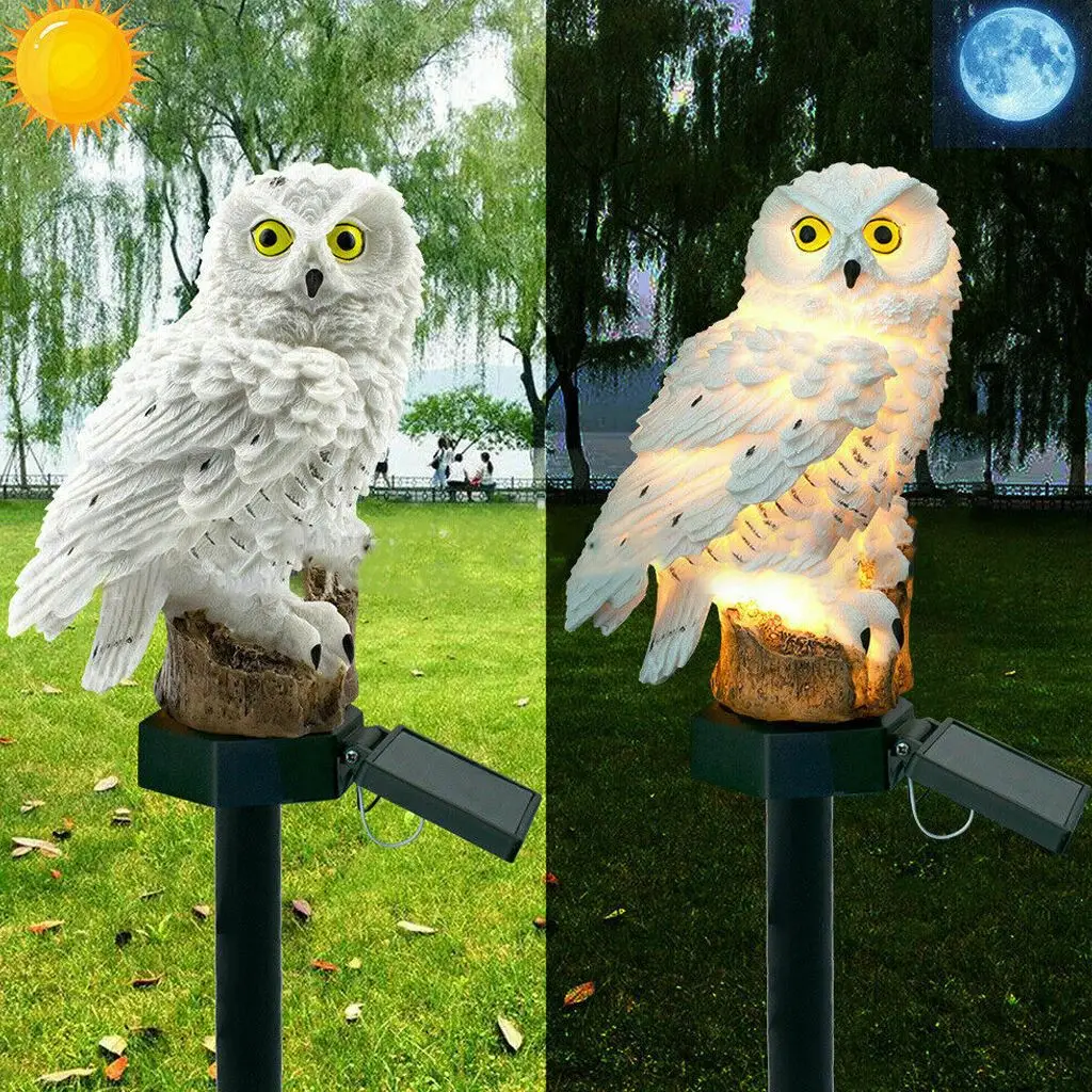 

2019 White Owl Solar LED Lawn & Garden Light for Outdoor Yard Garden Party Lighting Decorate Keep Birds & Squirrels Away
