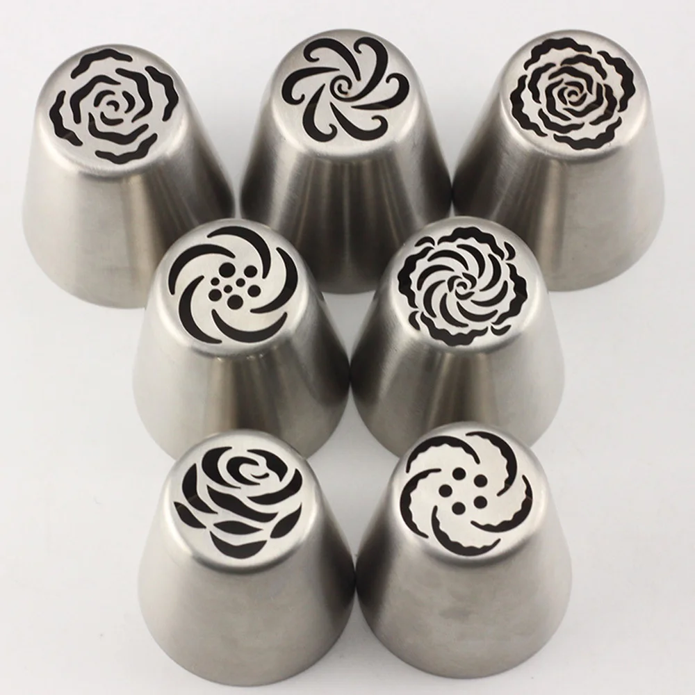 Mujiang 8Pcs Russian Nozzle Set Stainless Steel Icing Cream Nozzles Pastry Tips Sugarcraft Cake Decoration Baking Tools|pastry tools|russian nozzle