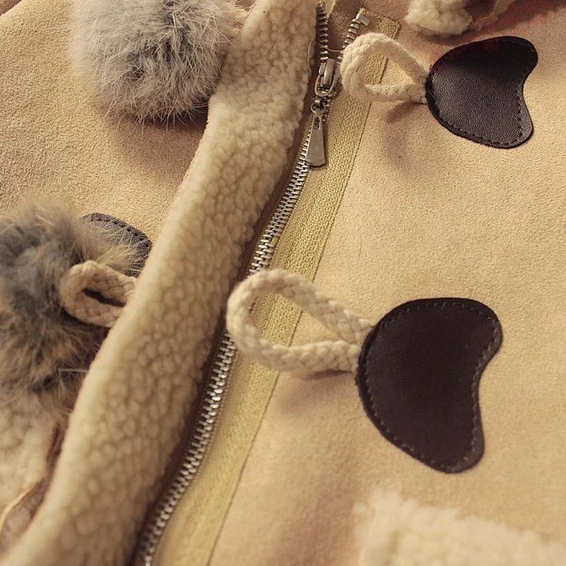 KISBINI Корейская версия Модные осень-зима милый кролик воротник с капюшоном Теплый мягкий пальто для куртка для девочек верхняя одежда 1 шт