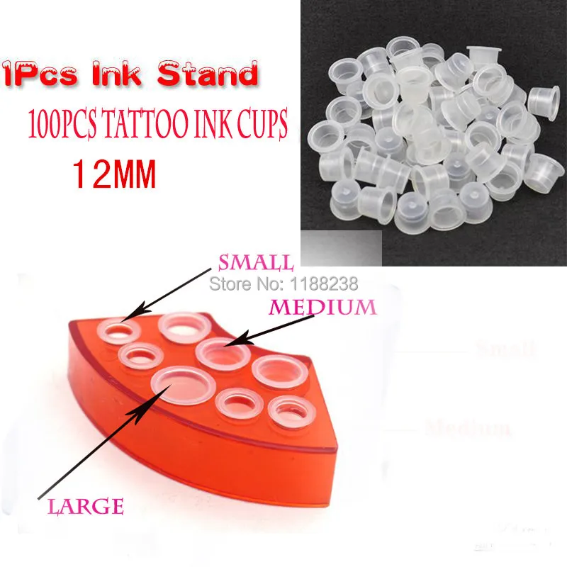 100PCS 12MM Small Size Tattoo Ink Cups+Tattoo Ink Holder Pigment Caps