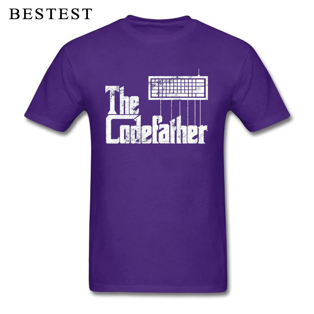 Casual Crewneck T Shirt Summer Fall Tops Shirt Short Sleeve 2018 Discount 100% Cotton Casual Tees Print Men Top Quality Funny programmer t shirt The Codefather t shir purple