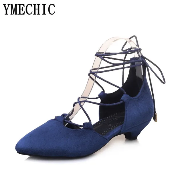 Туфли лодочки YMECHIC женские на низком каблуке туфли из флока с перекрестной