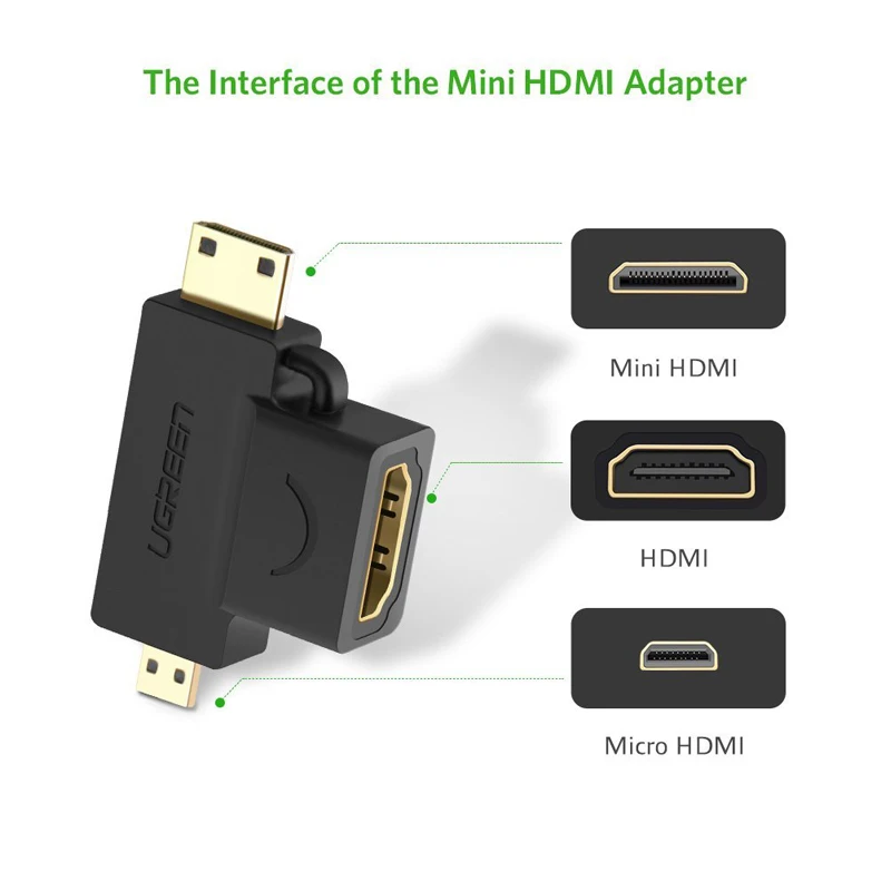 Ugreen 3 в 1 мини HDMI Мужской микро HDMI Мужской к HDMI Женский конвертер адаптер для планшетных ПК ТВ мобильного телефона HDMI адаптер