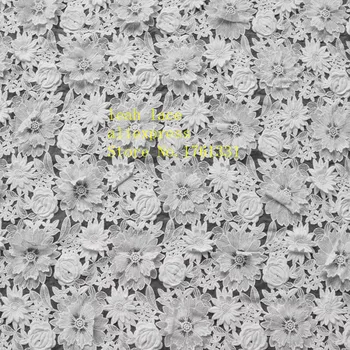 

stock 5yards/bag White embroidery flower lace high-end French fabric used for wedding dress stage ZX22#