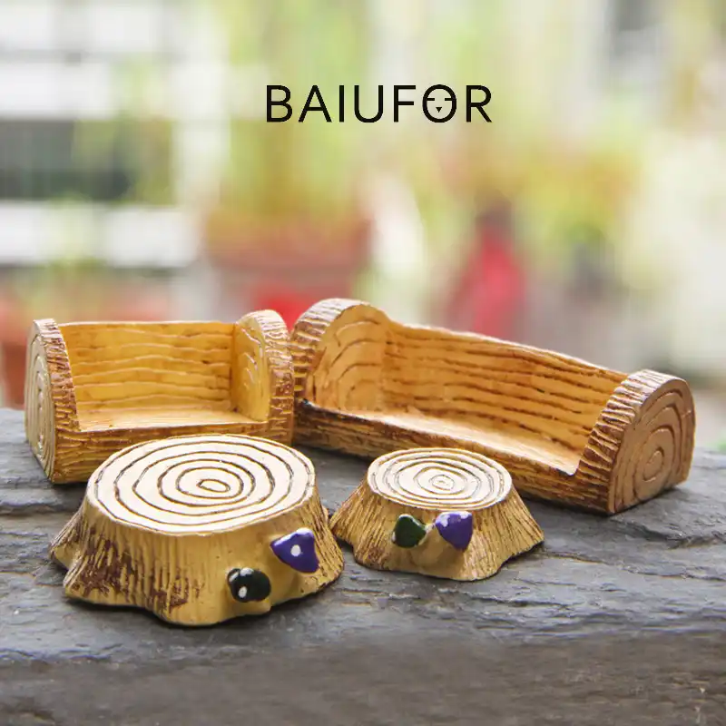 Baiufor miniatura cogumelo coto resina banco cadeira estatuetas terrário diy fada jardim decoração acessórios do carro crianças brinquedos