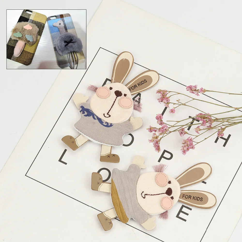 

5PCs 10.5cm Plush Accessories Handmade DIY cute Rabbit Animale shape decoration for Phone Case sweater coat dress hat decor