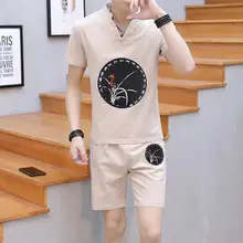 Футболка+ шорты Летняя брендовая мужская футболка легкий дышащий Повседневный пляжный комплект S-4XL красивая футболка Костюмы мужские модные костюмы мужские костюмы