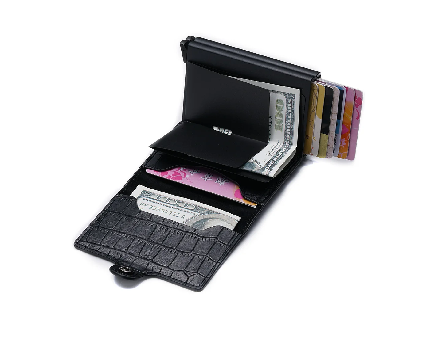 Bisi Goro, из искусственной кожи, кредитный держатель для карт, новинка, алюминиевая двойная коробка для мужчин и женщин, металлическая RFID, Ретро стиль, кошелек для путешествий