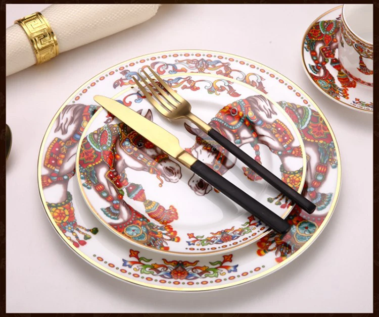 YeFine роскошный набор посуды из костяного фарфора 4 шт., набор керамической посуды и тарелок, чашки и блюдца, набор креативных подарков