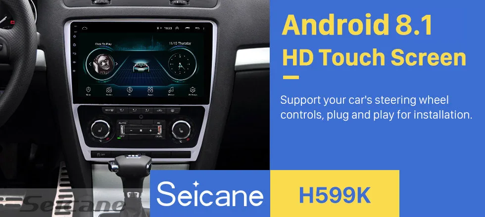 Seicane 10," 2Din Android 8,1 Автомагнитола аудио GPS Wifi мультимедийный плеер головное устройство для 2007- Фольксваген Шкода Октавия