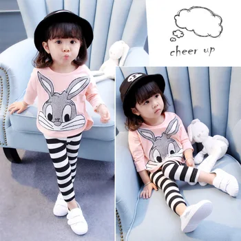 

Girls Clothes Little Girls Clothing Sets Toddler Kids Boutique Outfits Children Bunny Top + Striped Pants 12M to 7 Years