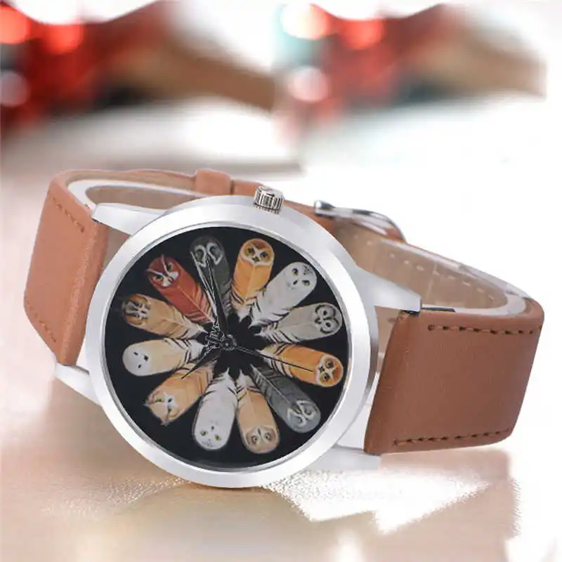 

Fashion Cute Owl Leather Strap Watches Women Luxury Brand Stainless Steel Bracelet watch Ladies Quartz Watches reloj mujer Clock