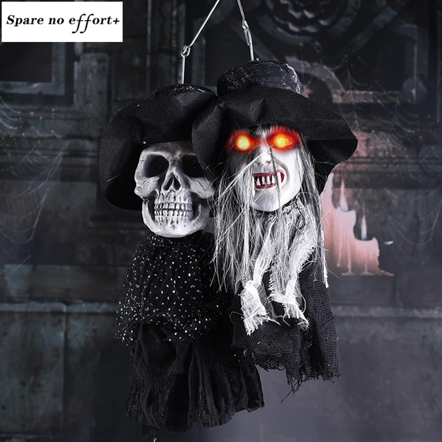 Special Offers Halloween Hanging  Ghost Horrible Electric Sound Control Zombie Haunted House Bar Party Decoration Luminescence Props