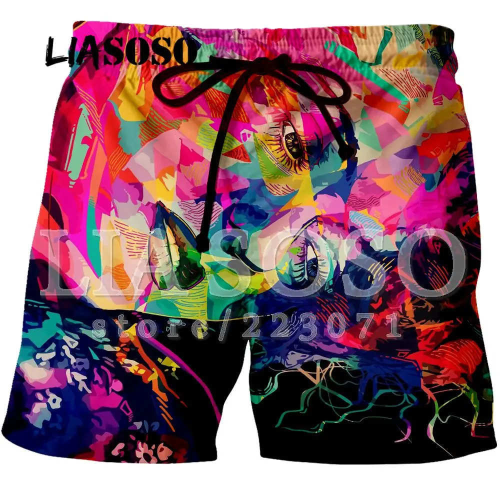 LIASOSO 2019 летняя обувь для мужчин и женщин Шорты 3D весело абстрактный узор цветной печати пляж Фитнес Мужская Шорты брендовая одежда W065