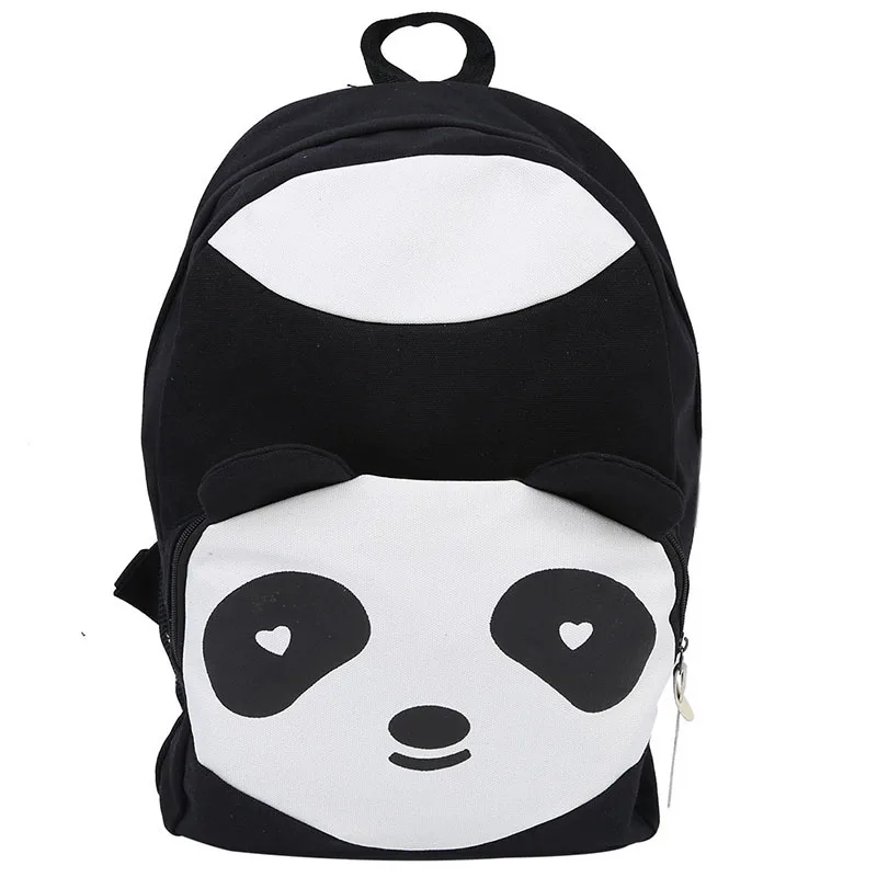 Best Cute Panda Canvas Backpack Rucksack Lady Girl Boy Student Book Bag Schoolbag black