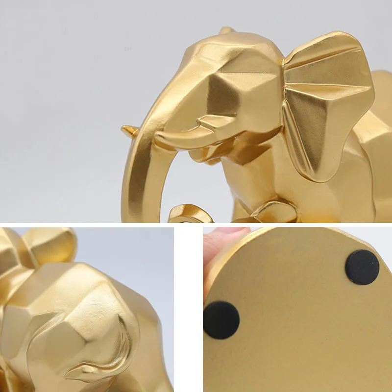 Золотой современный геометрический Золотой слон, полимерные украшения для дома, аксессуары для скульптуры, статуя, украшения для матери и ребенка