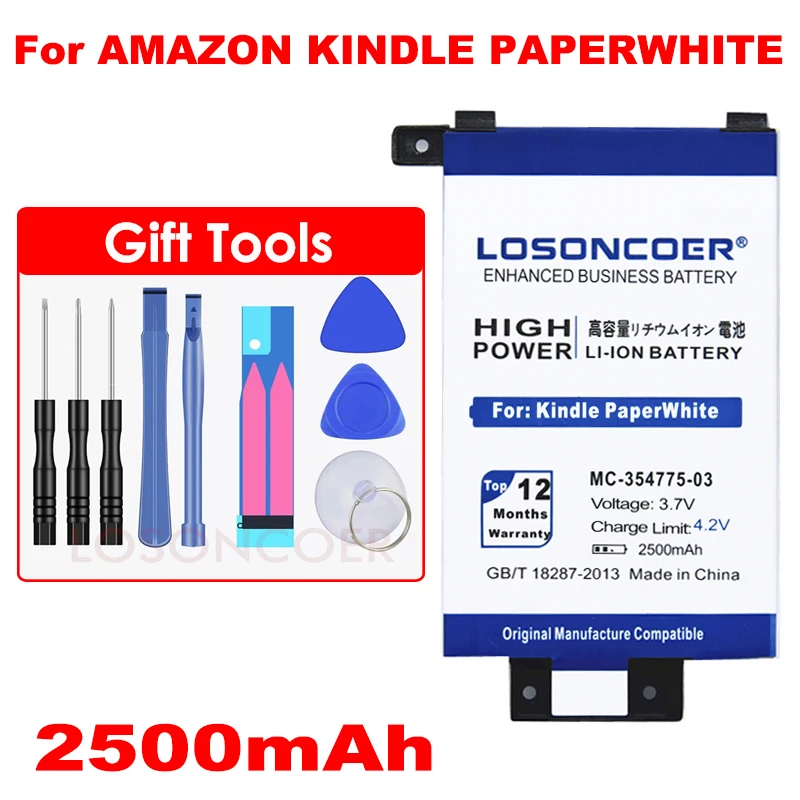 

LOSONCOER 2500mAh MC-354775-03 Mobile Phone Battery For Amazon Kindle PaperWhite S2011-003-S 58-000008 DP75SD1 Batteries
