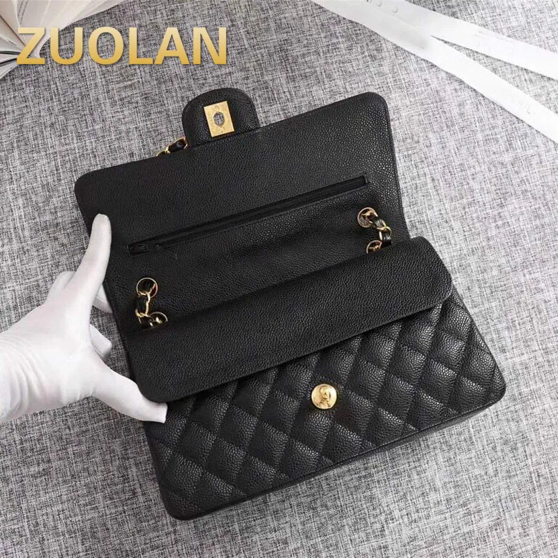 

classics women's high quality caviar flap shoulder bags luxury diamond brand square striped bag chain real leather handbags