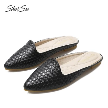 

Silentsea Fashion Women Flats Shoe Slingbacks Big Size 33-43 Knitting Women Daily Shoes Pointed Toe Summer Female Shoes Casual