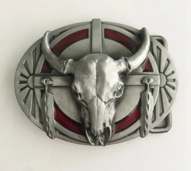 New Handmade Antique Oval Silver Bull Head Belt Bucklein Buckles & Hooks from Home & Garden on