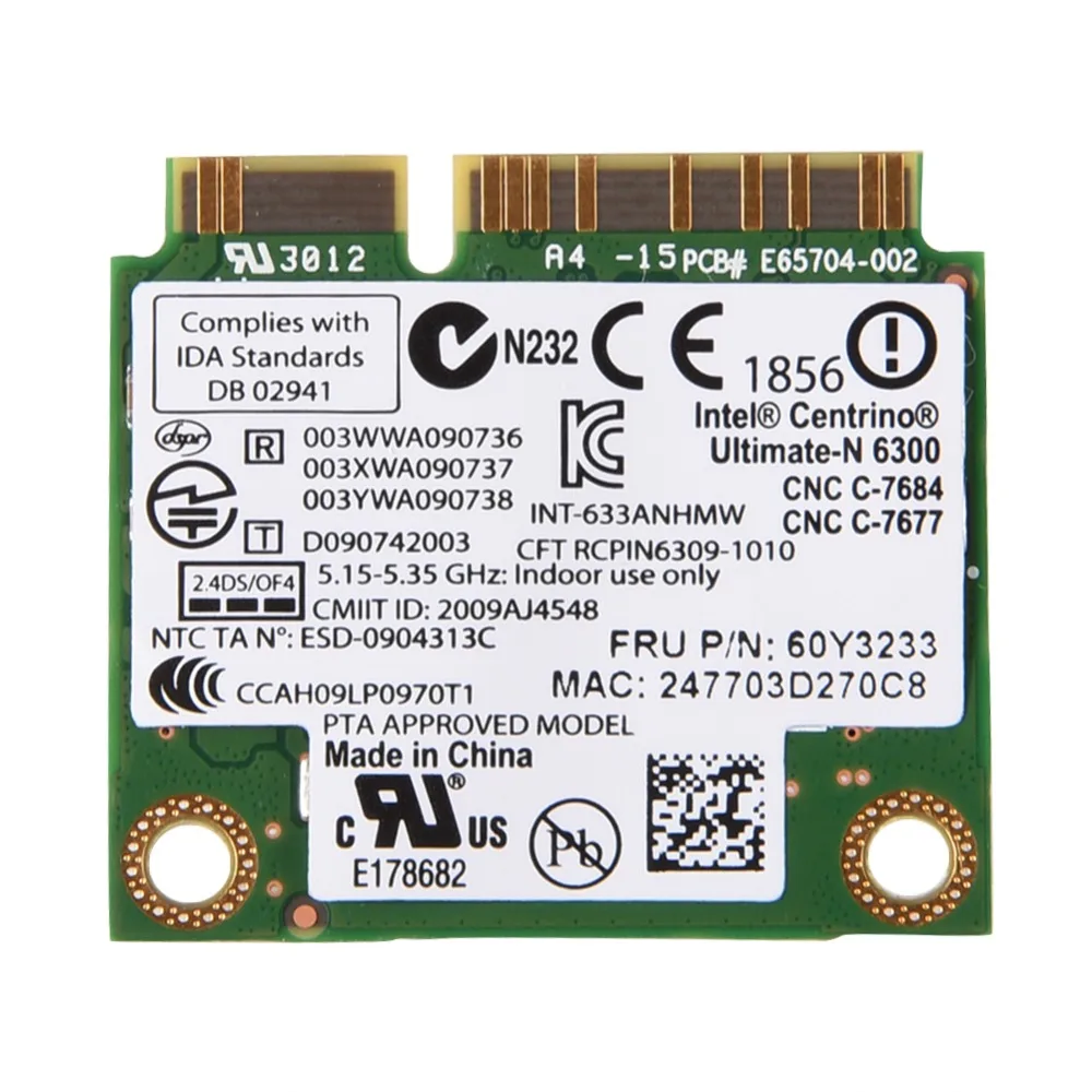 2,4/5G двухдиапазонный мини PCI-E Wifi адаптер карта для lenovo для IBM для Intel 6300 AGN Wi-Fi карта
