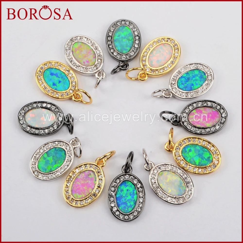 Borosa Мода Druzy блестящие Micro Pave CZ Кристалл Spacer овальные Форма искусственный опал