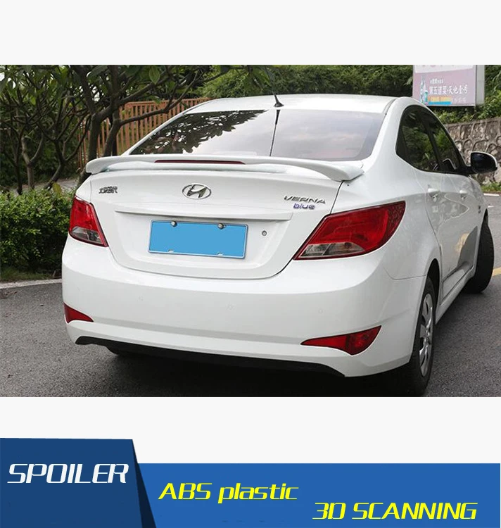 

For Hyundai Verna accent Spoiler ABS Material Car Rear Wing Primer Color Rear Spoiler For Hyundai Verna Spoiler 2010-2013