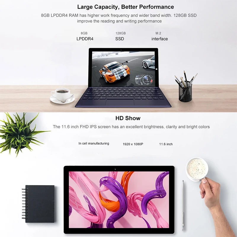 Teclast X4 2 в 1 планшет ноутбук 11 6 дюймов Windows 10 Celeron N4100 четырехъядерный ГГц 8 Гб ram 128 SSD