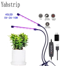 Светодиодный светильник для выращивания растений 10 Вт 15 Вт USB лампа с двумя тремя головками для выращивания растений в помещении, теплица для выращивания растений, светильник для выращивания растений с контроллером