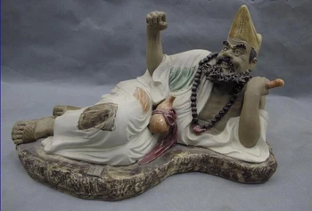 

song voge gem S0197 China Folk Pottery WuCai porcelain Daoji Ji Gong God Buddhist monk Buddha Statue