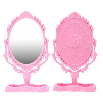 

Household Women Vertical Retro Style Pattern Makeup Mirror Elegant Oval Mirror Beauty Tool Retro Mirror