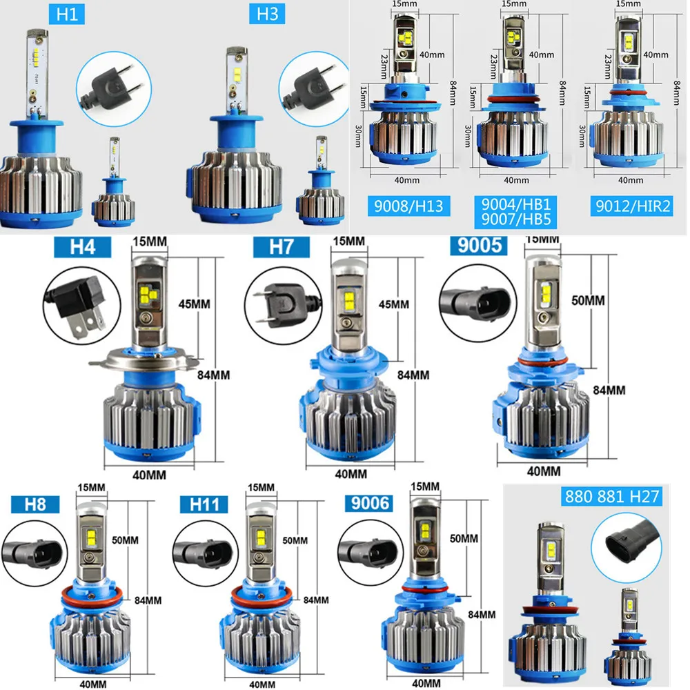 DIC турбо светодиодный H7 H4 Hi/короче спереди и длиннее сзади) луч 70 Вт 8000LM фар H1 H11 9005 HB3 9006 HB4 H13 H3 9007 880 H27 9012 T1 Противотуманные фары автомобиля для укладки волос