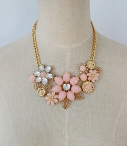 

2014 New Europe&America fashion Metal bright Bauhinia flower necklace women statement necklace ACO2236