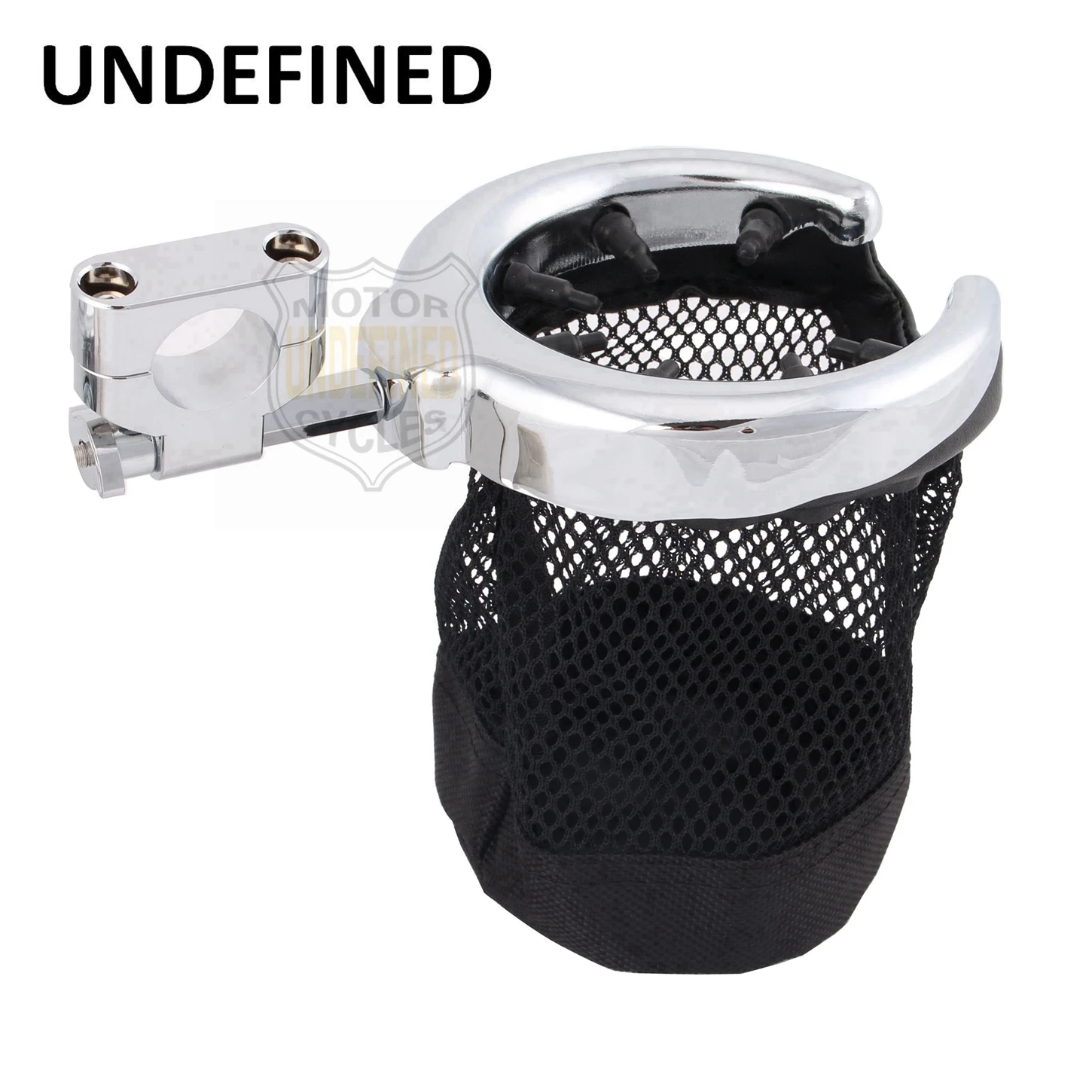 

Motorcycle Parst Universal Handlebar Metal Drink Cup Holder Chrome With Nylon Basket For Harley Bobber Chopper UNDEFINED