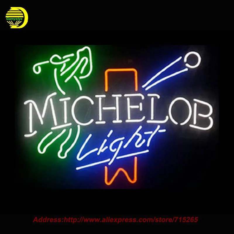 2017 Hot MICHELOB LIGHT font b GOLF b font Handcrafted Neon Sign Glass Tube Recreation Store