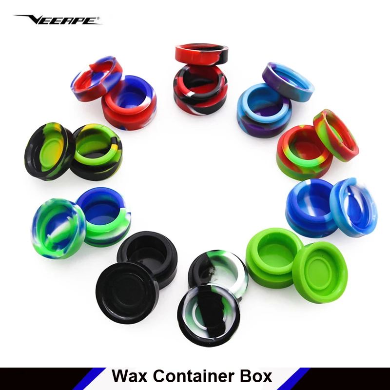 

20pcs/bag Veeape Wax Container Silicone Nonstick Box Storage 5ml/1.5ml Oil Wax Jar Dab for dry herb vaporizer for airistech