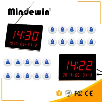 

Cheapest Mindewin 2017 Restaurant Pager Wireless Calling System M-R-1 LED Display and M-K-1 Electronic Waterproof Calling Button