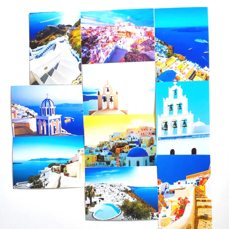 30 Teile/satz Santorini Postkarten Landschaft Postkarten Speicher der Liebe Blau Postkarte Seeozean Postkarte