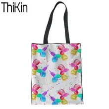 THIKIN шар собаки Печать на холсте сумка Для женщин тяжелых сумка-шоппер дамы Смешные плеча Shopper Сумки для девочек школьная сумка