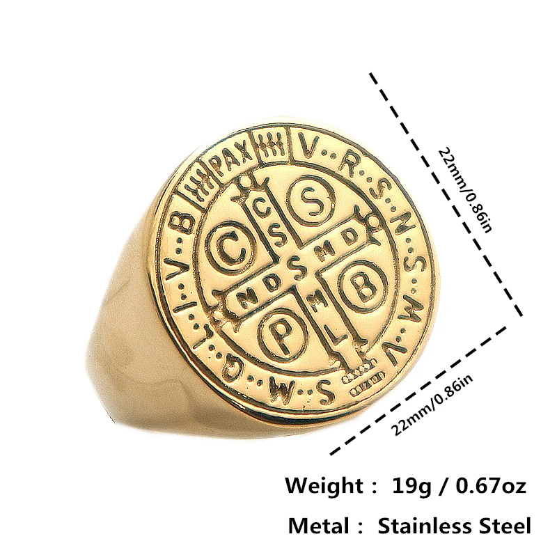 Размер от 6 до 16 унисекс CSPB CSSML NDSMD святой Бенедикт нурсии Золотой Крест Иисуса простое кольцо новейшее для подарка