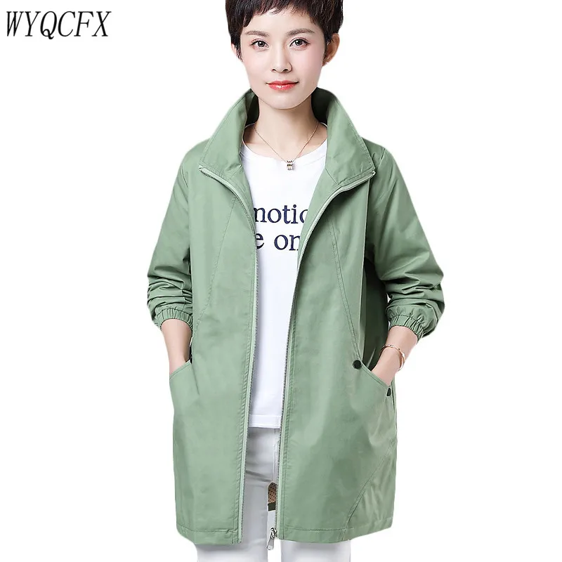 

2019 New Trench Coat For Women Casual Spring Autumn Fashion Korean Female Windbreaker Plus Size 4XL Lady Outerwear Ginger Yellow