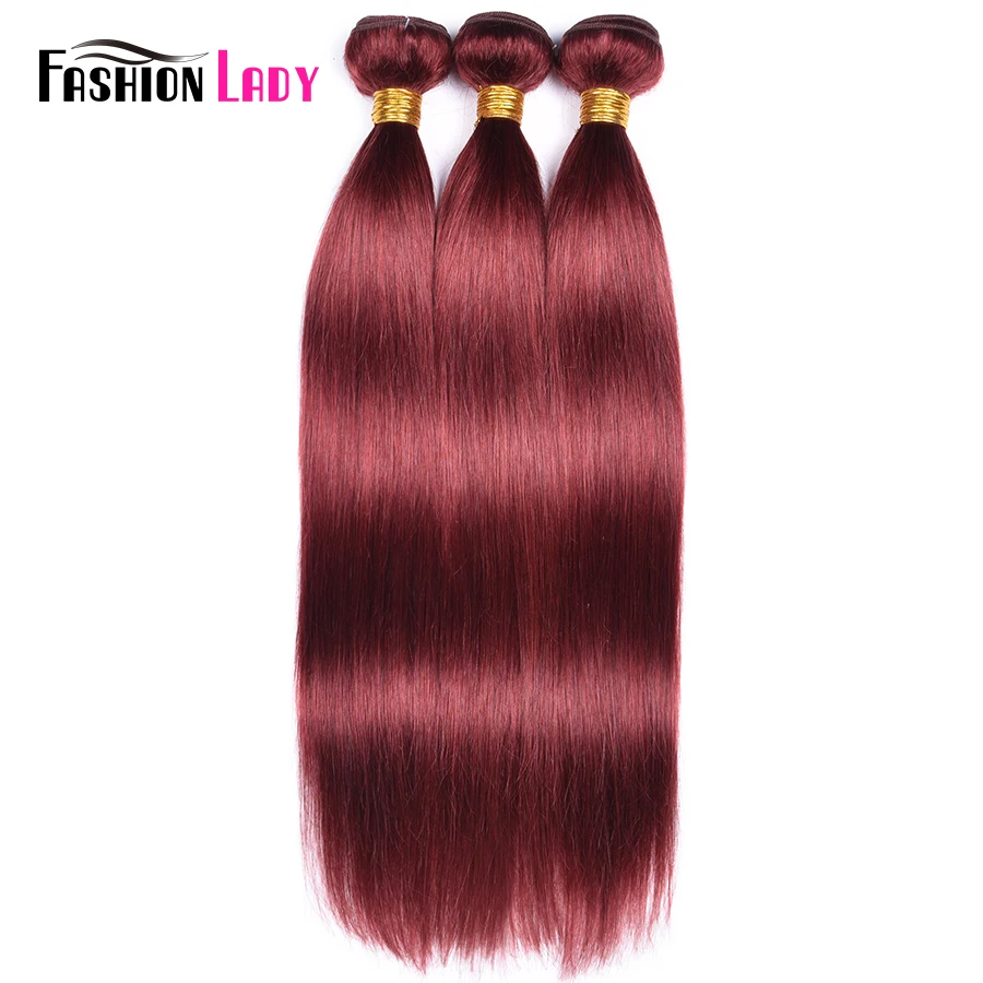 

FASHION LADY Pre-Colored Indian Straight Hair Bundles #33 Rich Burgundy Human Hair Bundles 1/3/4 Bundle Per Pack Non-Remy