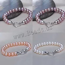 Натуральный пресноводный жемчуг браслет белый фиолетовый оранжевый жемчуг женский браслет с жемчугом Ювелирные изделия 925 пробы серебро