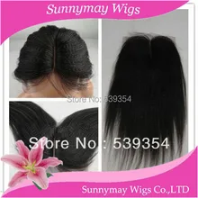 Stock Cheap Middle part Top Closure Kinky Straight Virgin Brazilian Human Hair 4*4 Bleached Knots Lace Closure With Baby Hair